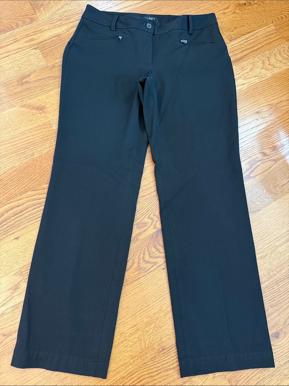 Talbots Signature Black Straight Leg Dress Pants Zip Pockets Size 10
